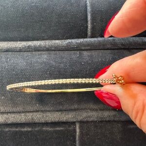 Cubic Zirconia Silver Plated Bracelet with Rose Goldtone